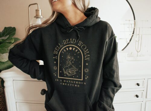 A Well Read Woman Bookish Hoodie Book Hoodie Book Lover Hoodie Book Lover Gift Dark Academia Hoodie Reader Library Hoodie Bookish Sweatshirt