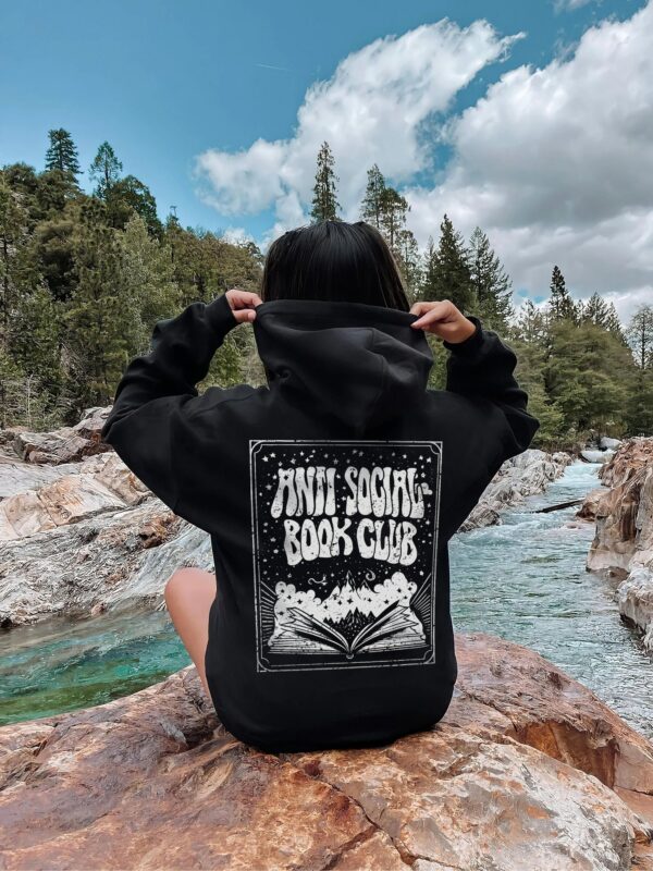 Anti Social Book Club Hoodie, Bookish Booktrovert Reader Sweatshirt Tarot Card Dark Academia Reader Hoodie Romantasy Fantasy Velaris Acotar