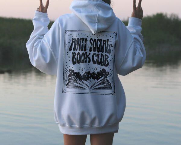 Anti Social Book Club Hoodie, Bookish Booktrovert Reader Sweatshirt Tarot Card Dark Academia Reader Hoodie Romantasy Fantasy Velaris Acotar