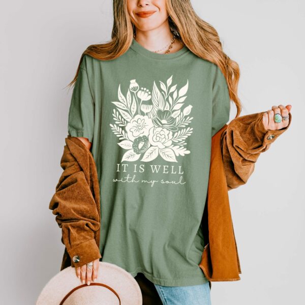 It Is Well With My Soul Shirt, Boho Christian Shirt, Floral Faith Apparel, Church Clothes, Faith Gift Friend, Jesus Shirt, Psalms 46