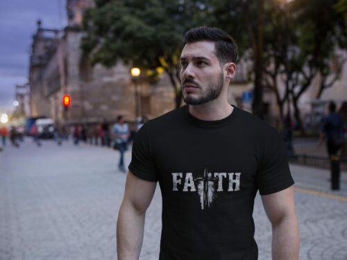 Faith Men'S T-Shirt - Christian Cross Tee, Unisex Heavy Cotton Apparel, Gift For Him, Christmas & Easter Clothing